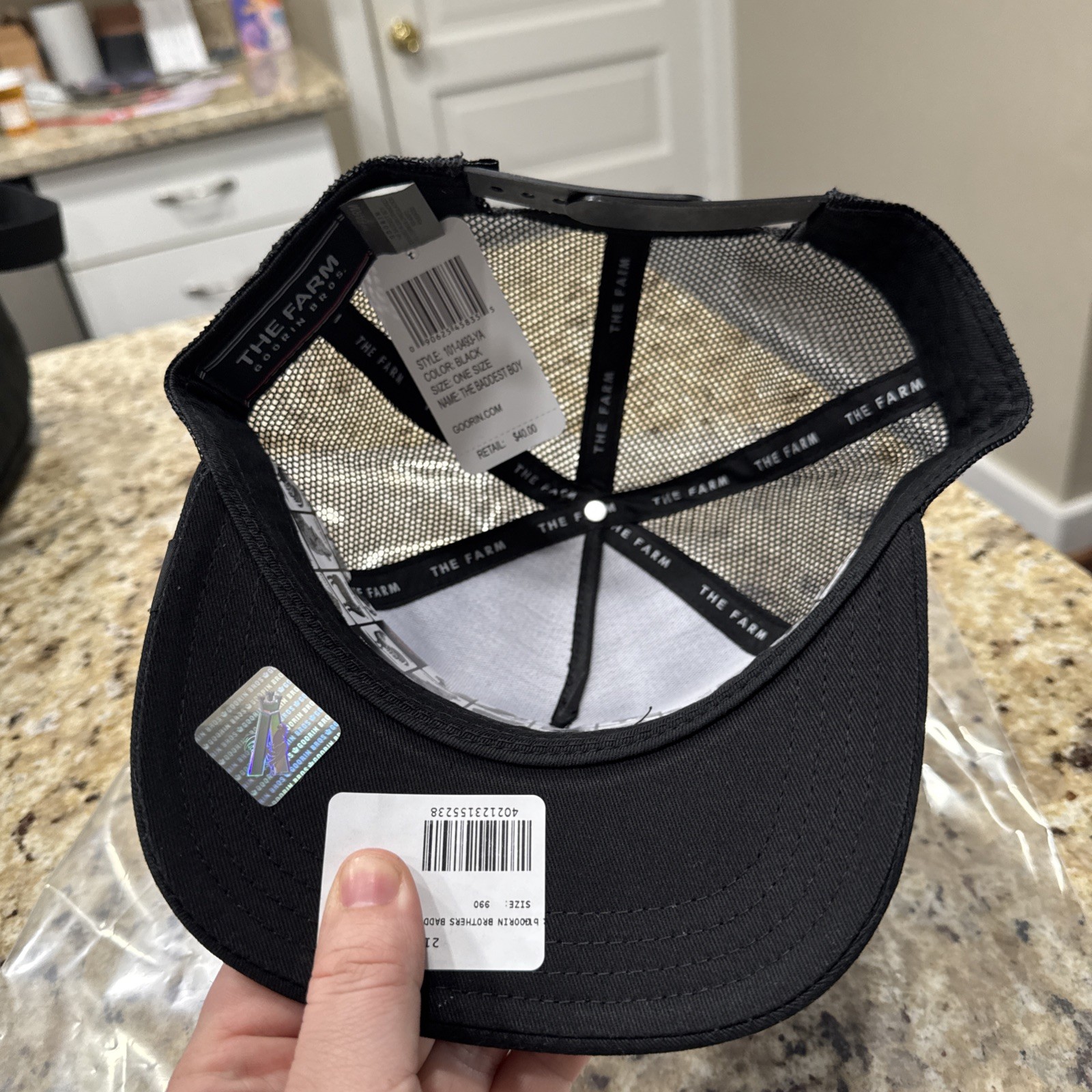 Goorin Bros men’s trucker hat. Dog patch. Black. Adjustable mesh back. Bad Boy!