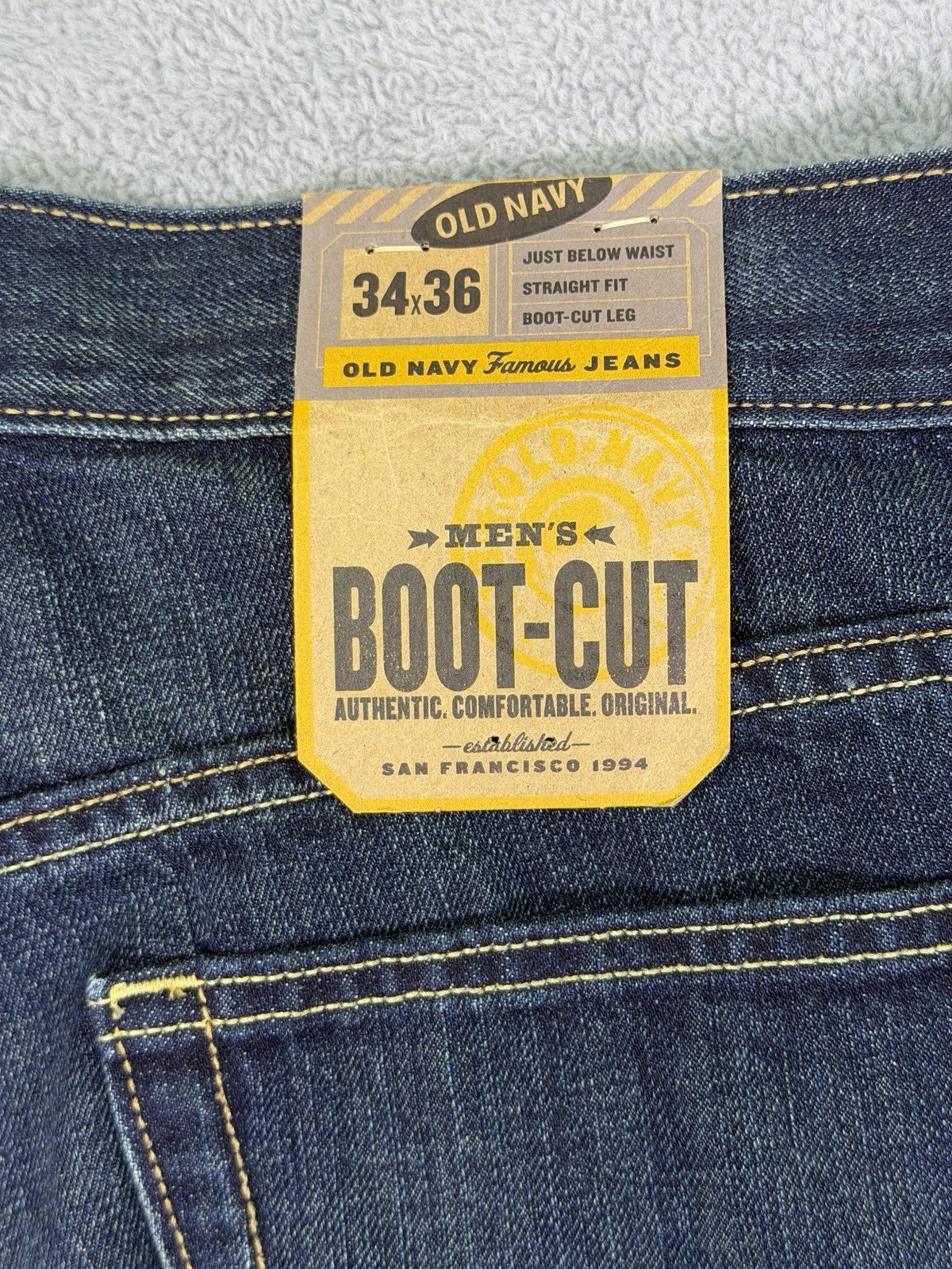 New Old Navy Jeans Mens 34×36 Blue Dark Wash Mid Rise Bootcut Regular Fit