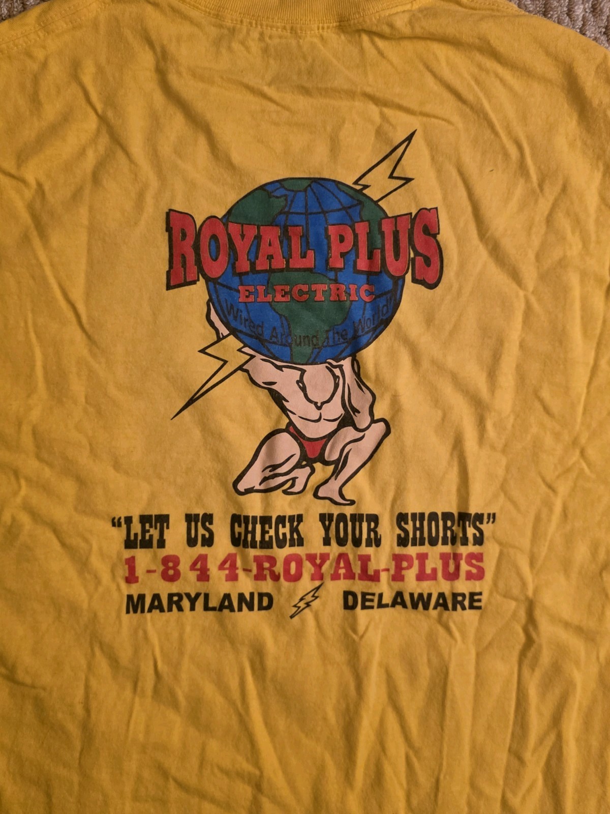 Men’s Royal Plus Electric Yellow Graphic Logo Tee Fits Like L/XL