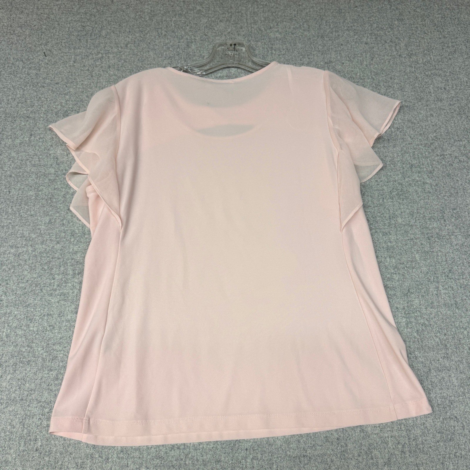 Calvin Klein Blouse Small Pink Cutout Neck Flutter Sleeve Dressy Top Shirt Women