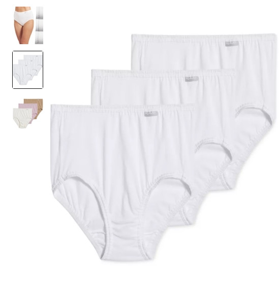 Women’s Jockey 3-Pack Briefs (White Color) 100% Cotton Comfort Classic Underwear