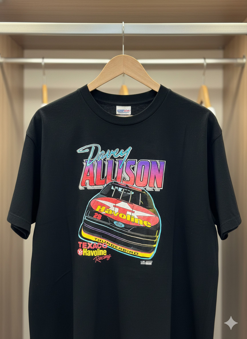 Vintage NASCAR Racing Graphic T-Shirt Black Retro Motorsport Tee – T399
