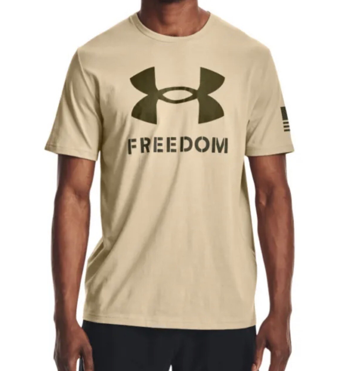Under Armour UA Freedom Logo Cotton Desert Sand Coyote Tan Shirt Mens Large New