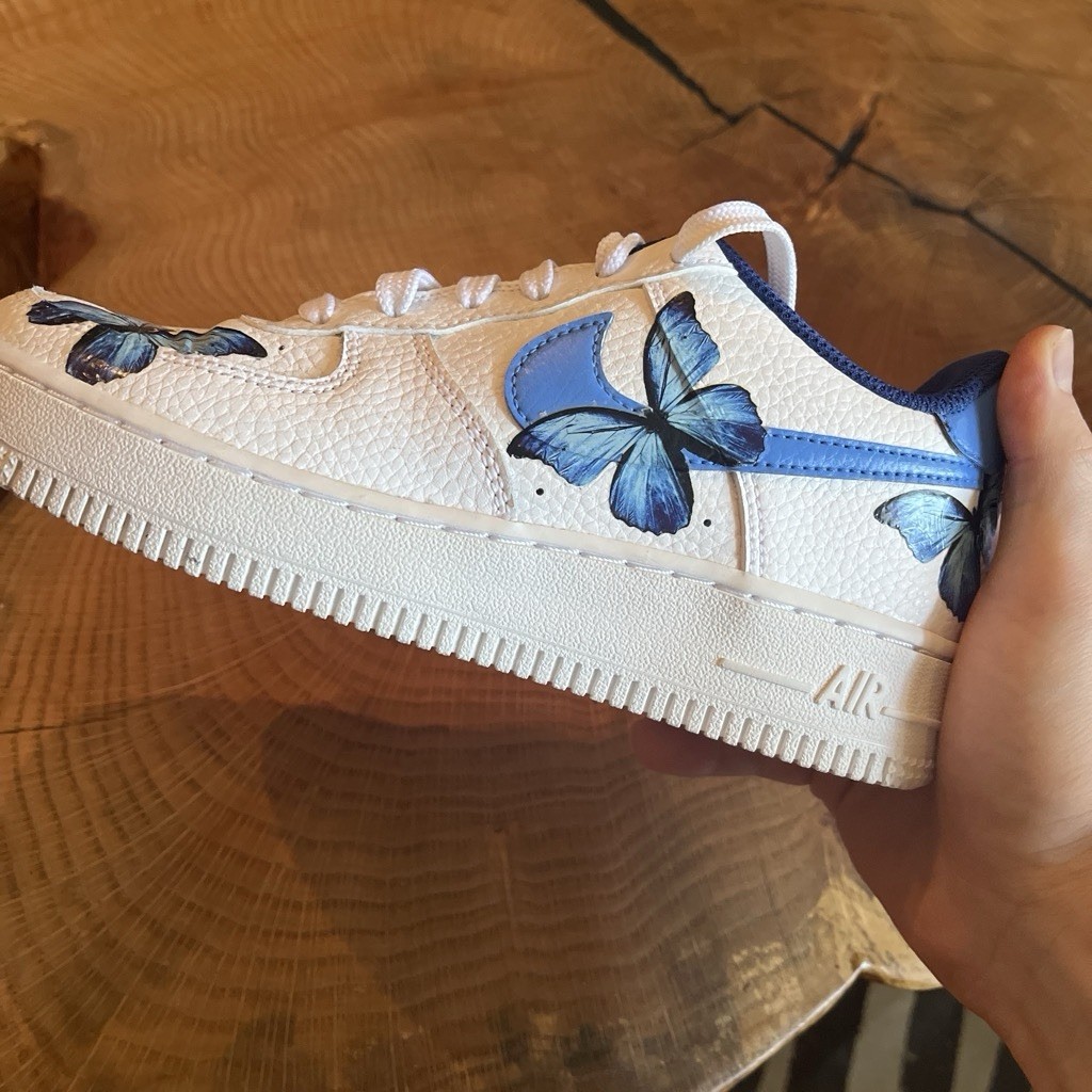 Custom Blue Butterfly Nike AF1 Low Sneakers Women’s Size 5.5/Y4