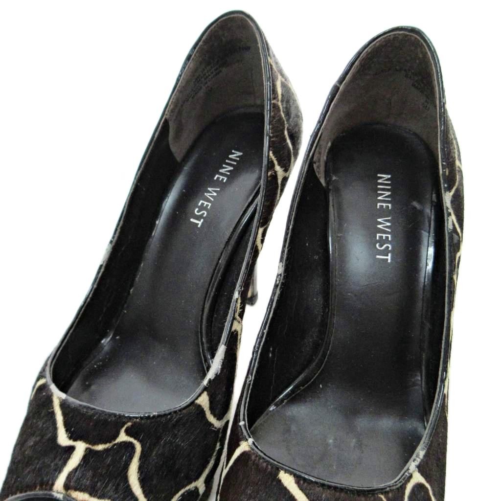 NINE WEST Giraffe Pattern Leather Pumps Brown 5/22cm (8.66in) B Condition