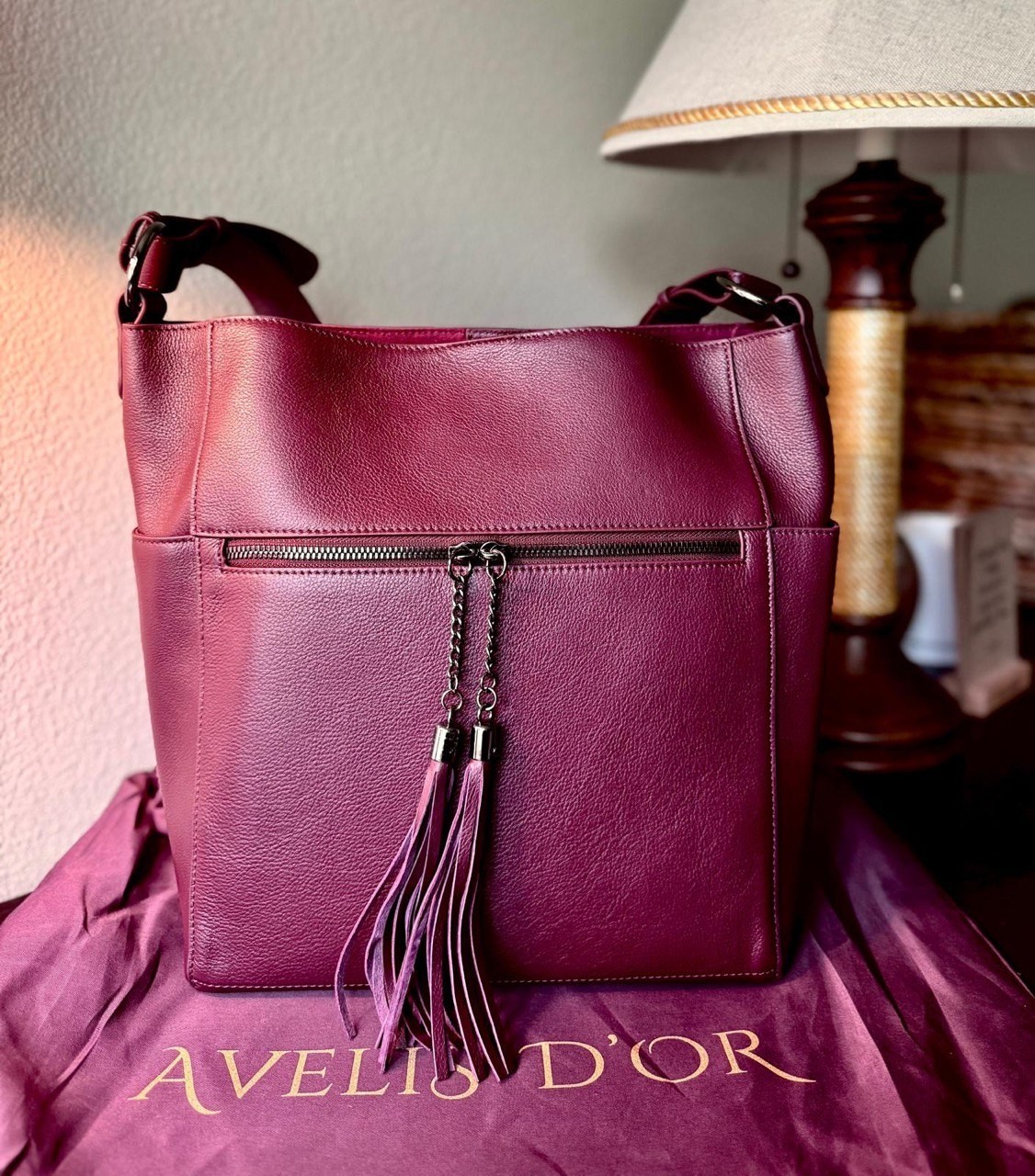 Women’s Leather Tote Bag Large Capacity Shoulder Purse – Wine Red