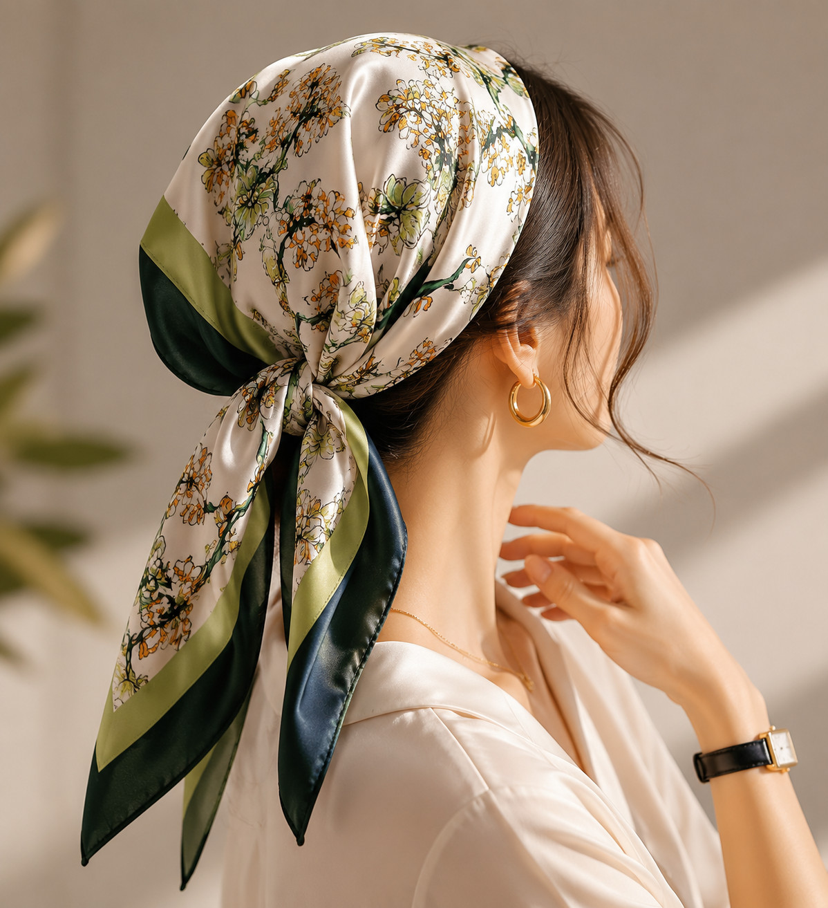 3-Pack Silk Like Satin Square Scarf 70x70cm, Floral Head Neck Hair Scarf