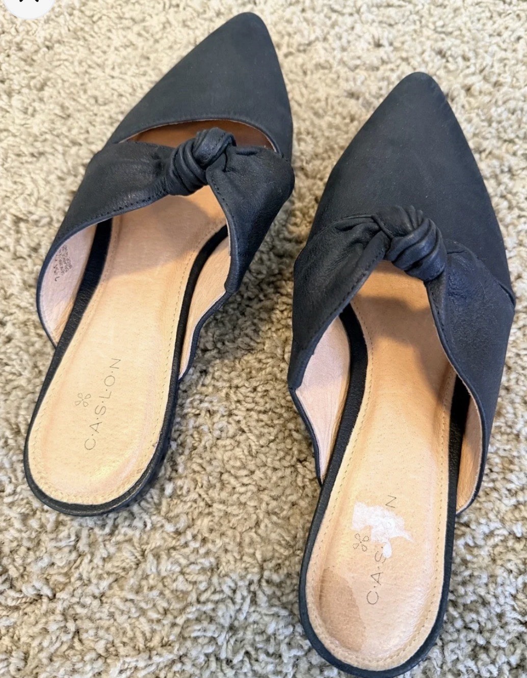 Caslon Luke Black Suede Knotted Flat Mules Size 7 1/2
