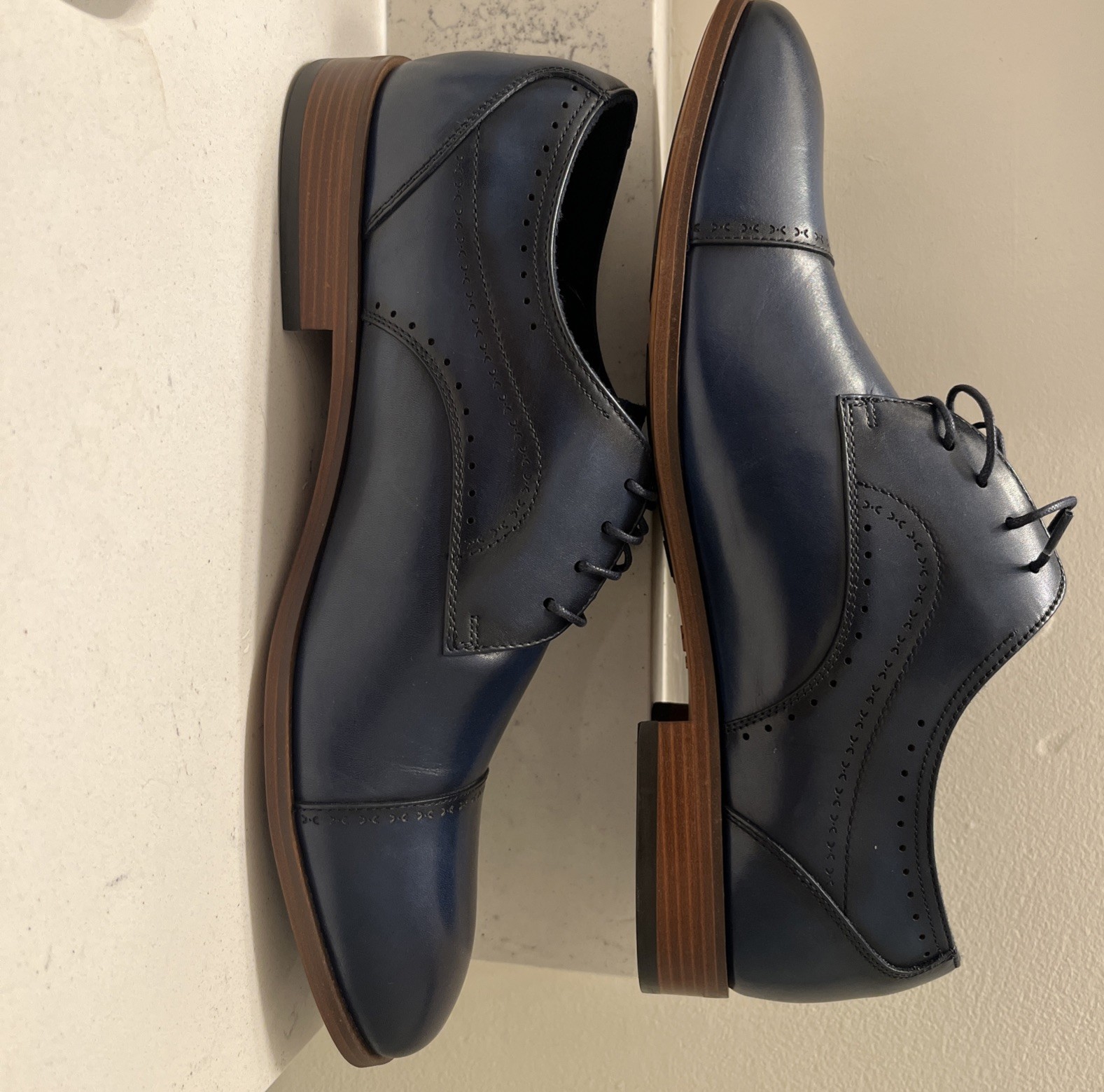Stacy Adams Men’s Bryant 25634-410 Cap Toe Navy Leather Comfort Oxford – Stock