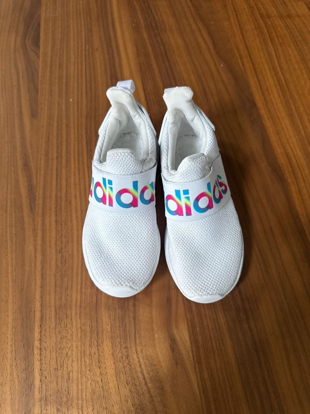 Adidas Kids Lite Racer Adapt 4.0 Slip-On Sneakers White Rainbow Size 11.5K