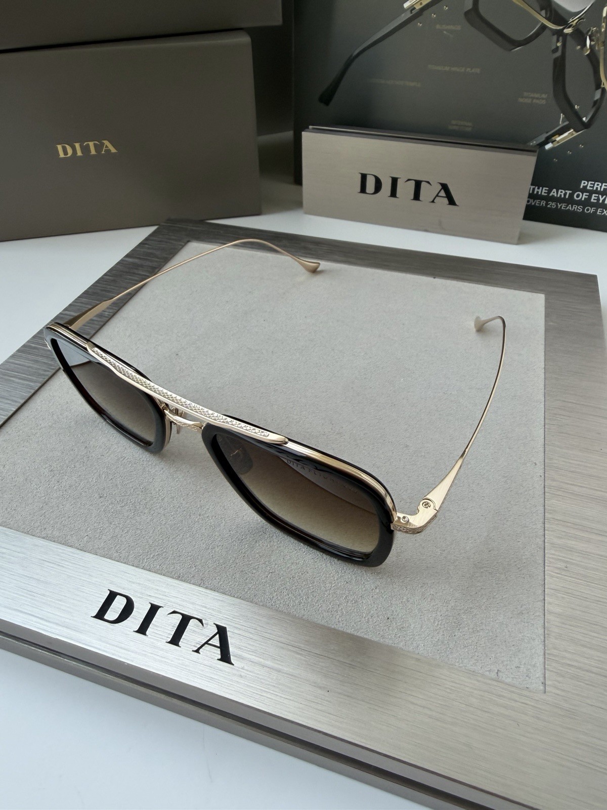 DITA FLIGHT 006 7806 W Root Beer Gold Brown Gradient Lens Sunglasses AUTHENTIC