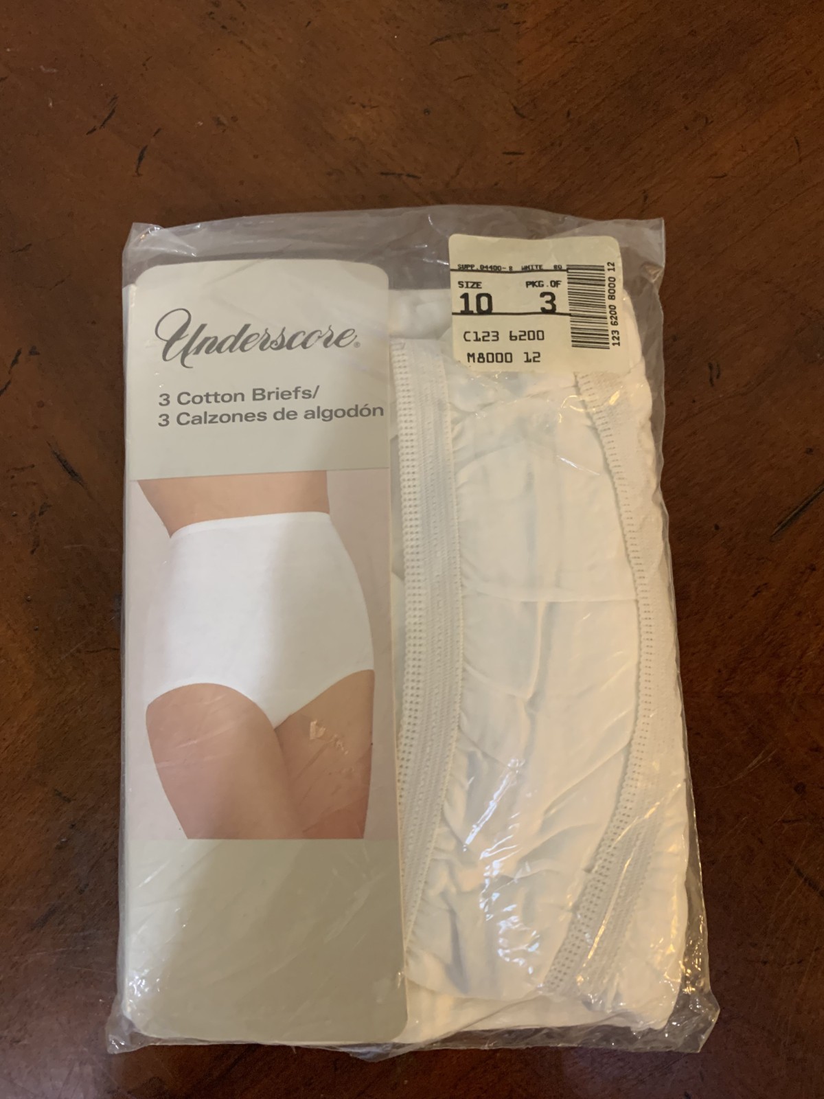 Underscore Briefs White 100% Combed Cotton Size 10 Pack of 3 USA New