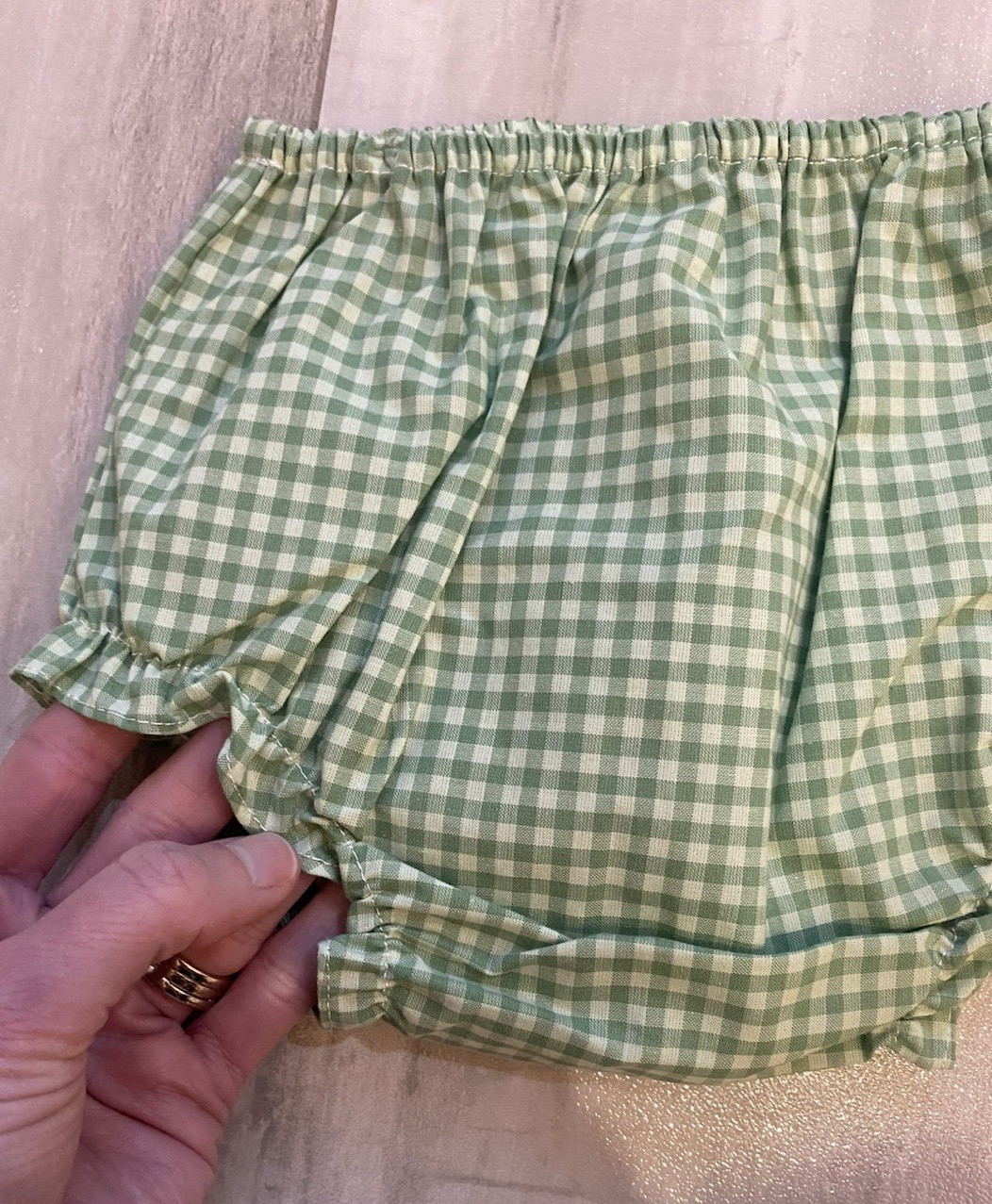 New! Petit Ami Embroidered Fall Wreath Cotton Blend Gingham Diaper Set, Girls 3M