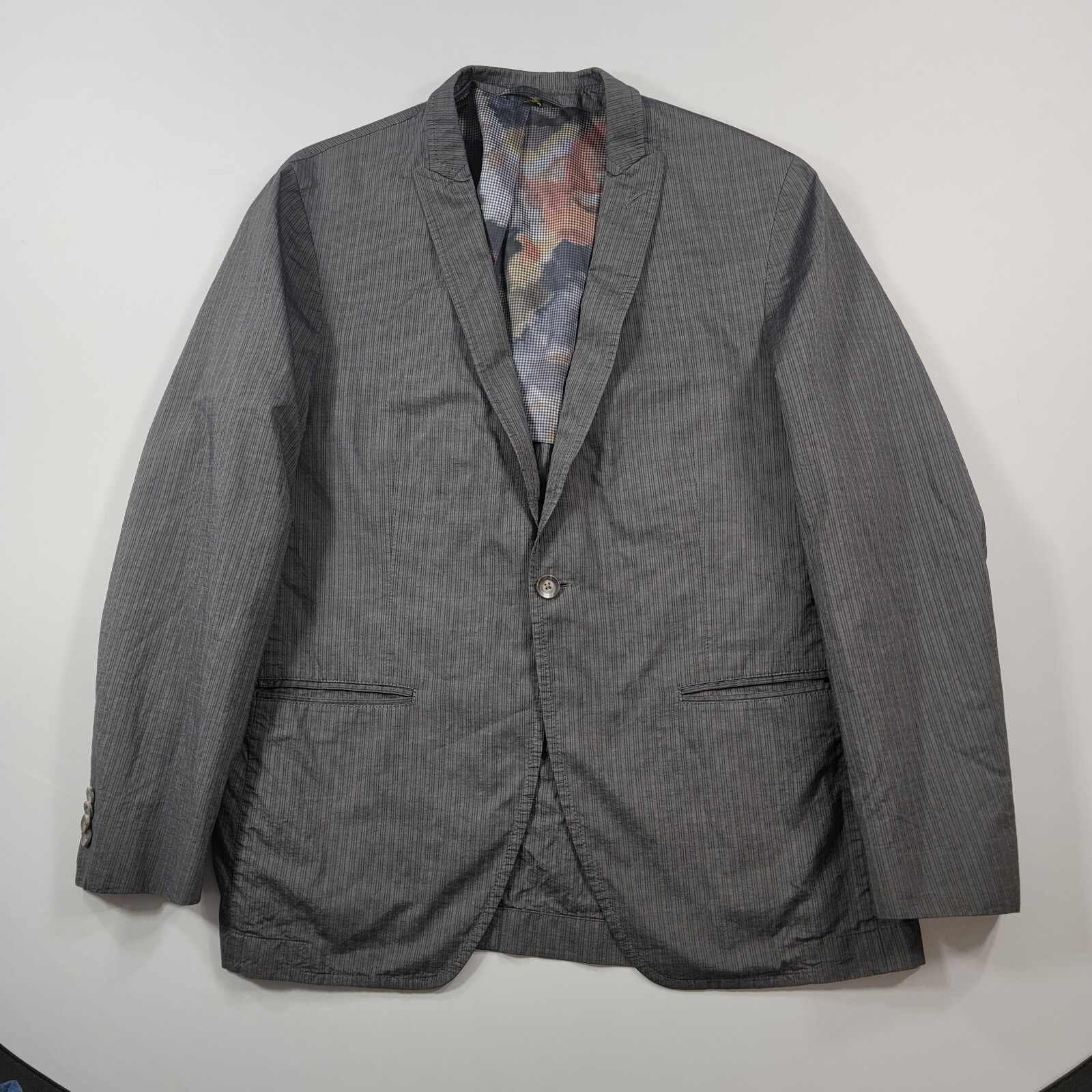 Kroon Lightweight Sport Coat Mens 42R 42 Grey Stripe Cotton Jagger