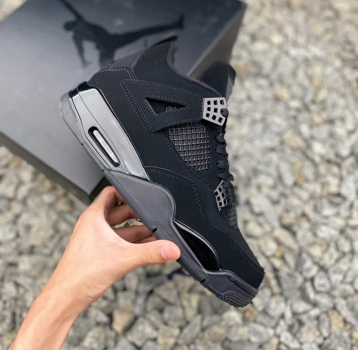 Jordan 4 “Black Cat”Retro Men’s Black Basketball Shoes Mid-Top