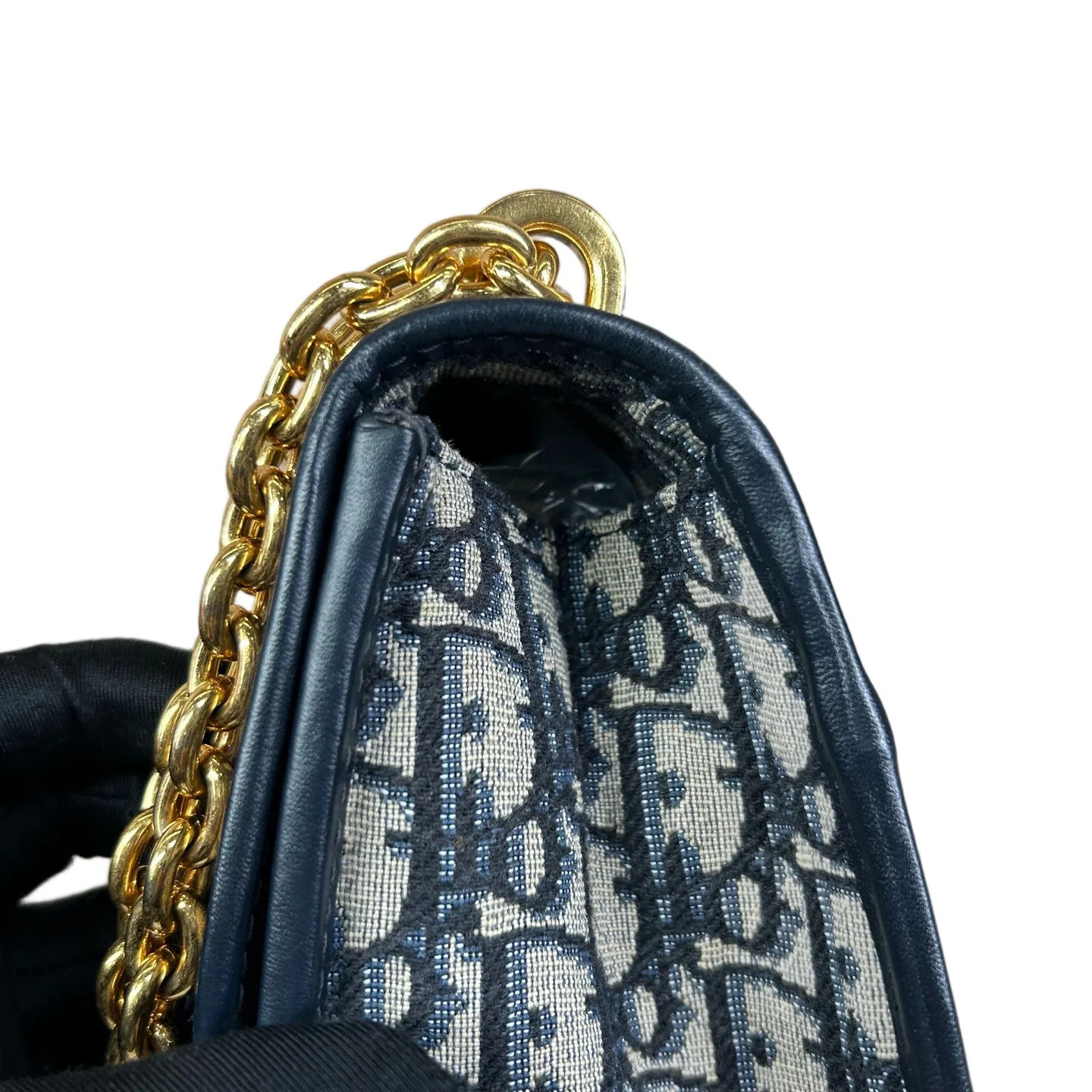 Dior 30 Montaigne Chain Flap Bag Beige Navy Black Oblique (dh072426e1r)