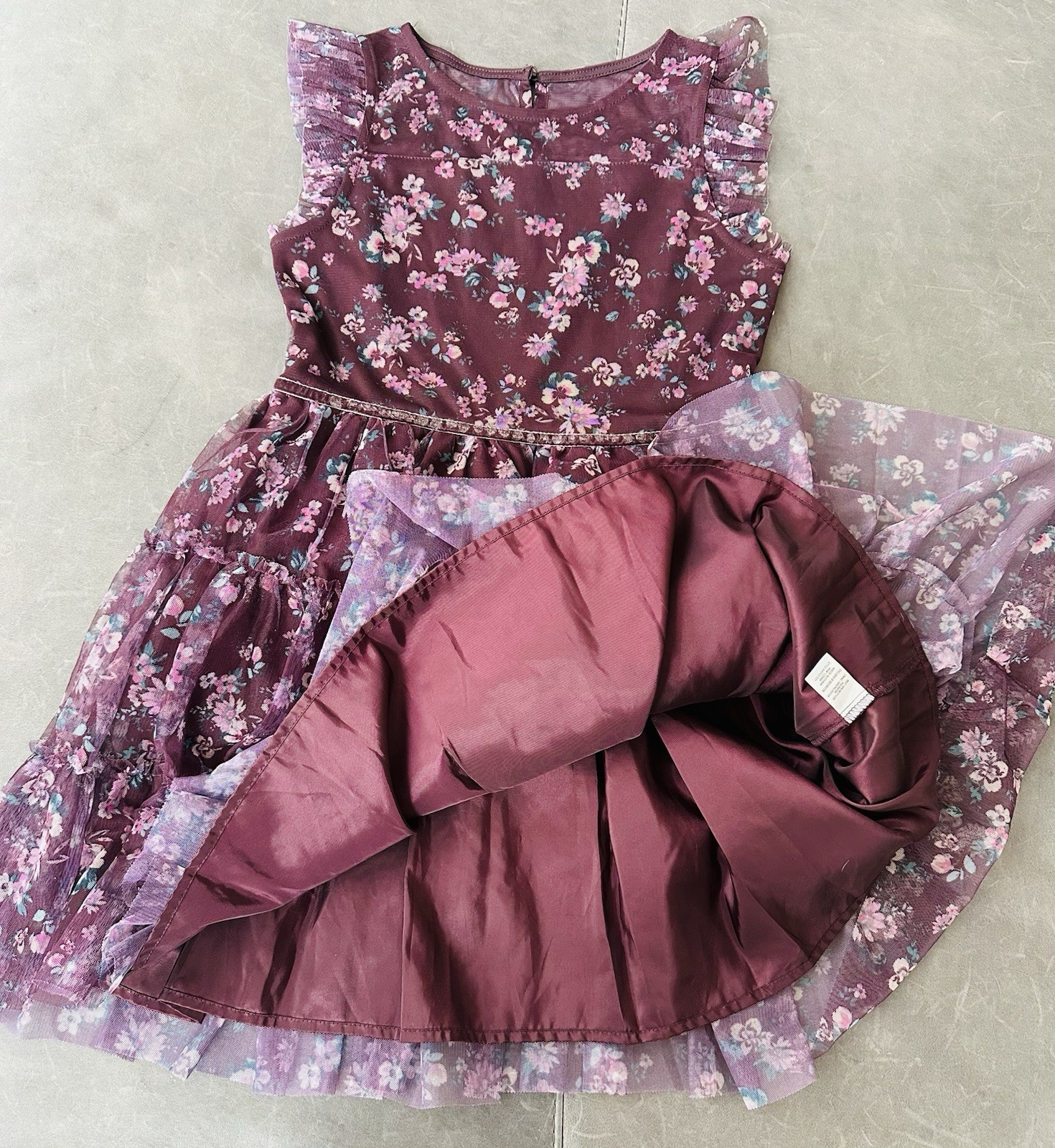EUC Zenzi Floral Lined Tiered Dress Purple Wedding Flower Girl Large 10/12