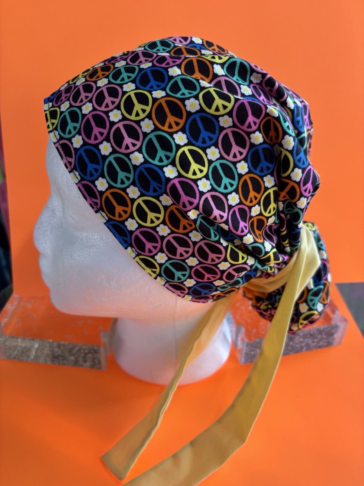 Patterned Solid Yellow Multicolor Scrub Caps Tie Back Unisex Medical Lot