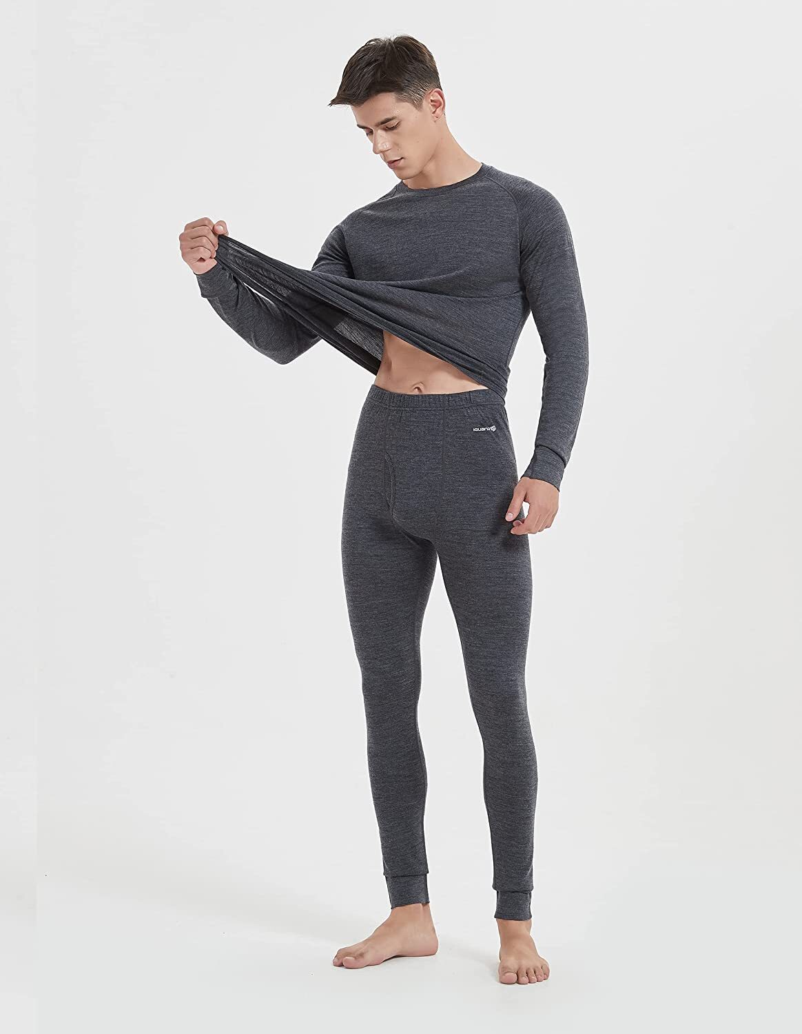 Men 100% Merino Wool Base layer Set Winter Underwear Bottom Long Sleeve Top Gift