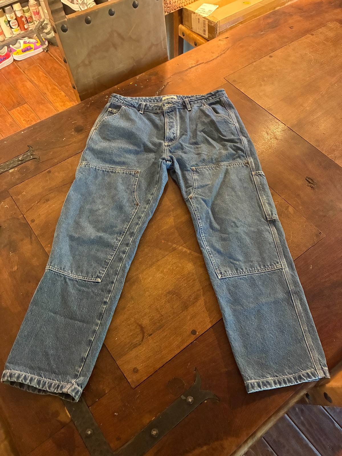 Mens P&Co Workwear Carpenter Albion Pants Blue Size 34×32