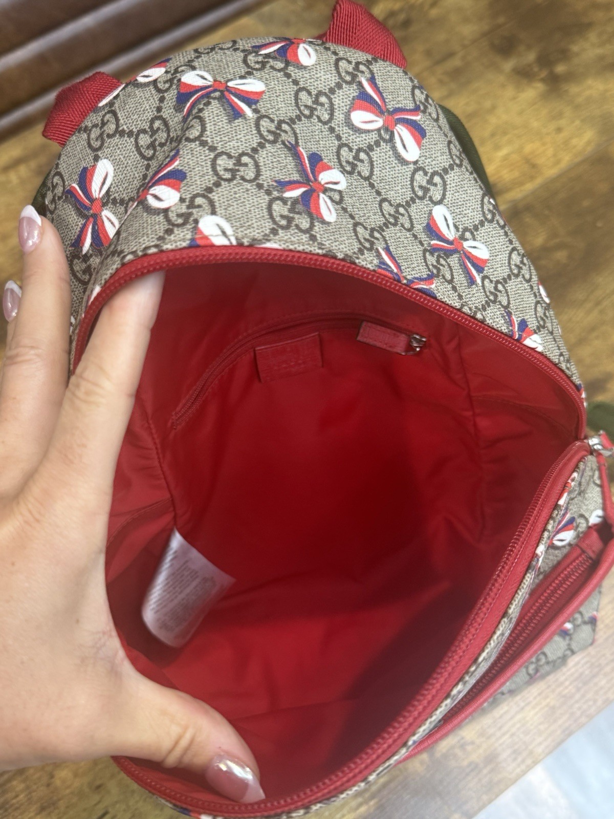 Authentic GUCCI Kids GG Supreme Bow Print Canvas B