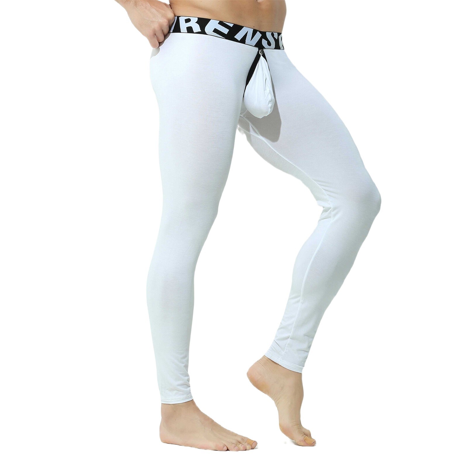 Men Sexy Thermal Long Johns Legging Pants U Convex Seperate Pouch Soft Underwear