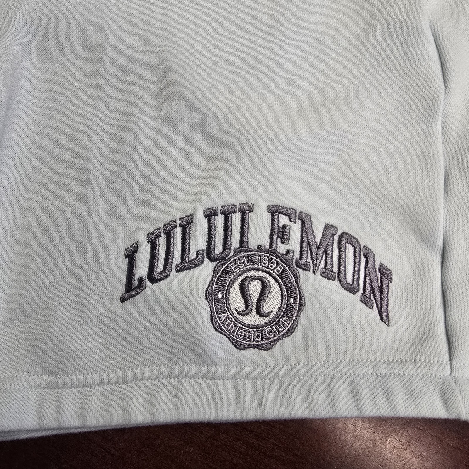 Lululemon Collegiate Logo Fleece Shorts XXS Icy Blue Preppy Athleisure