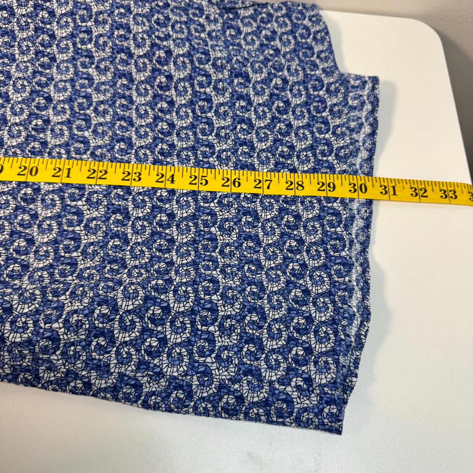 ROWM Blue Waves All Over Print Button Up Shirt Men’s XXL Stretch Vacation