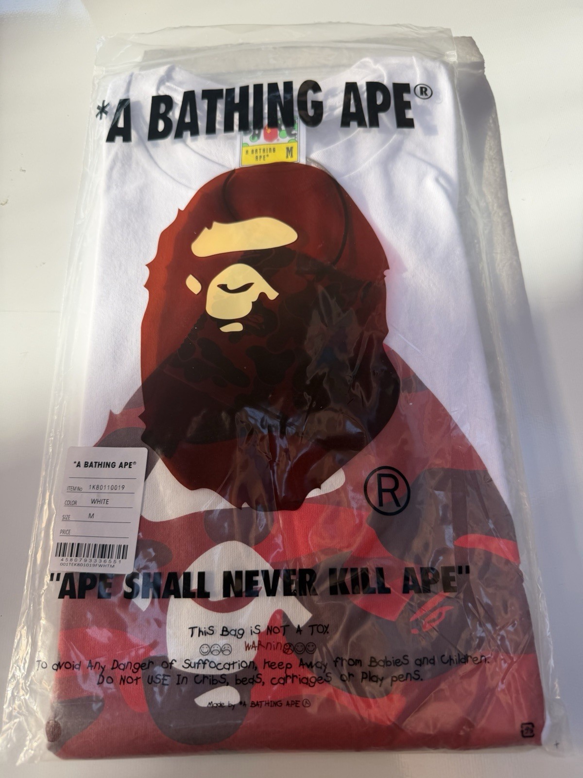 NWT BAPE Color Camo A By Bathing Ape Tee ‘White/Red’ Men’s S