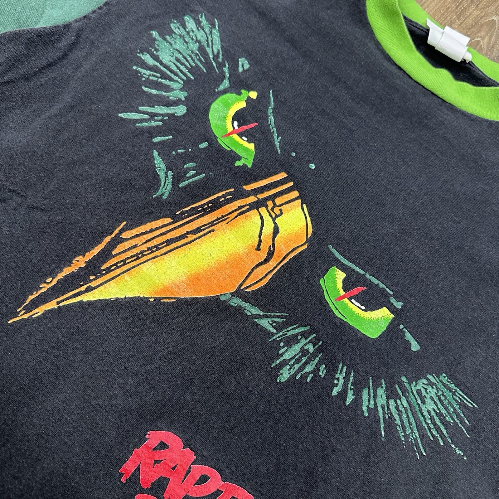 Vintage Cedar Point Raptor Rollercoaster Color Block Ringer Shirt Made in USA, L