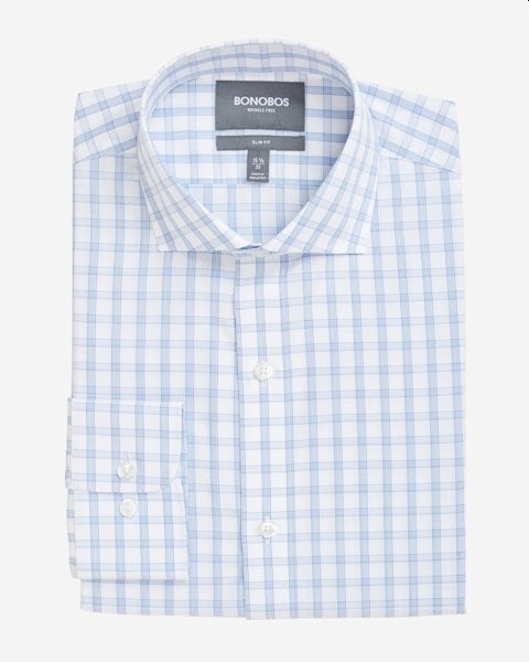 Bonobos Men Button Down Shirt Blue Check Slim Fit Size 15″-33″ -Taking Offers