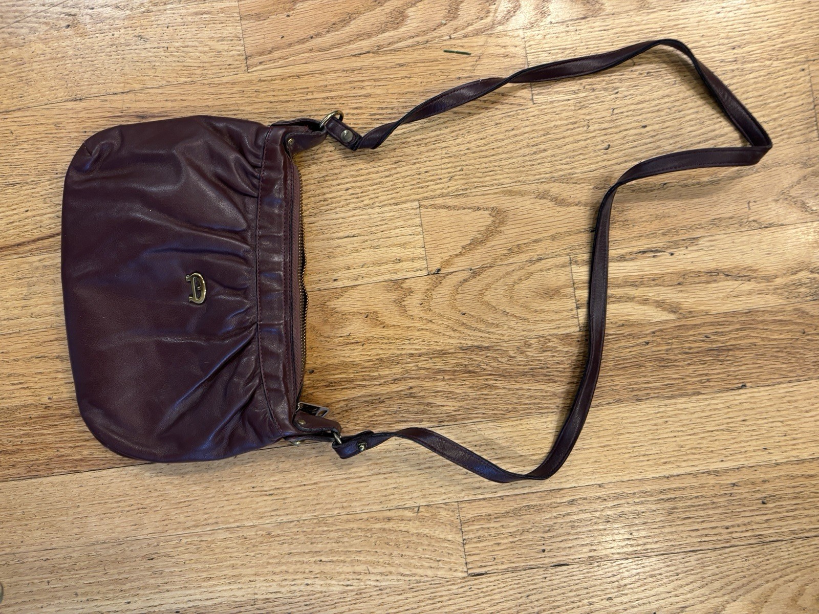Etienne Aigner Shoulder Handbag with Brass Logo Brown Leather