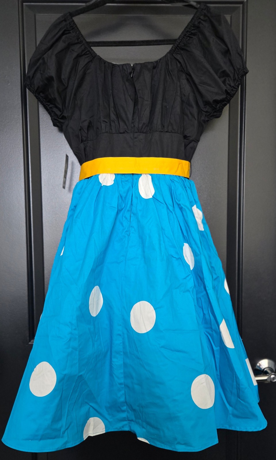 Disney Parks Minnie Mouse Classic Retro A-Line Fit Flare Blue Polka Dot NWT Sz:M