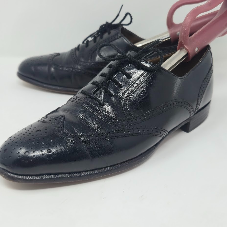 Bally of Switzerland Men’s Wingtip Oxfords Size 7 D Black Leather Brogue Vintage