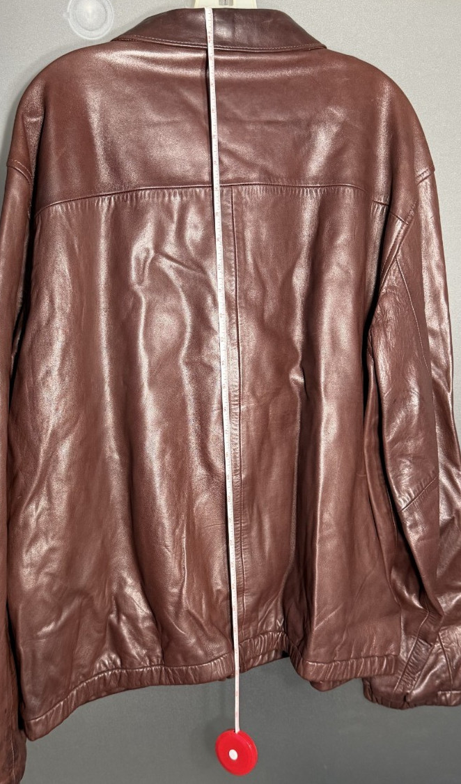 Vintage Polo Ralph Lauren Mahogany Leather Bomber Harrington Jacket XXL Plaid