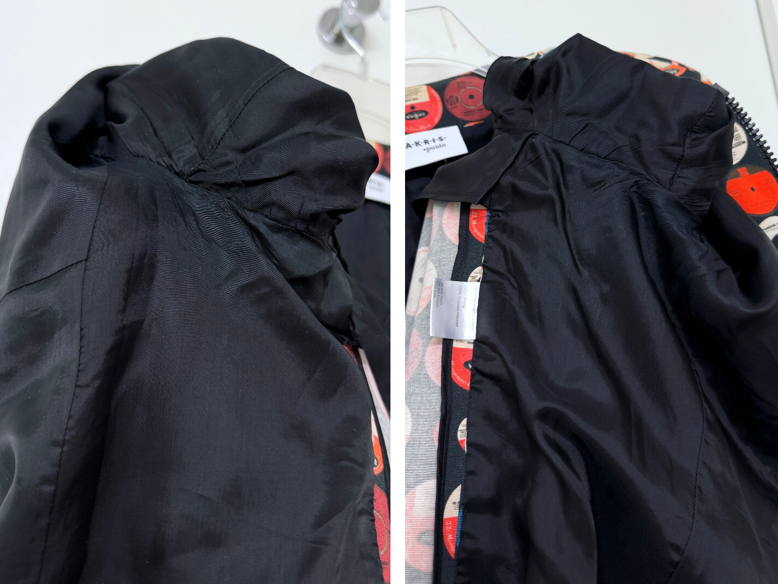 Akris Punto Record Print Jacket Top Dots Circles Vinyl CDs Colorful Full Zip 14