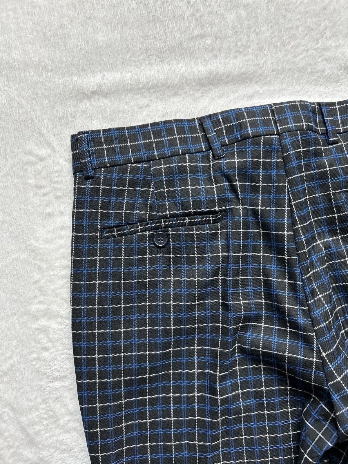 Man BoohooMan Pockets Skinny Navy Check Suit Trouser Pants Size 32