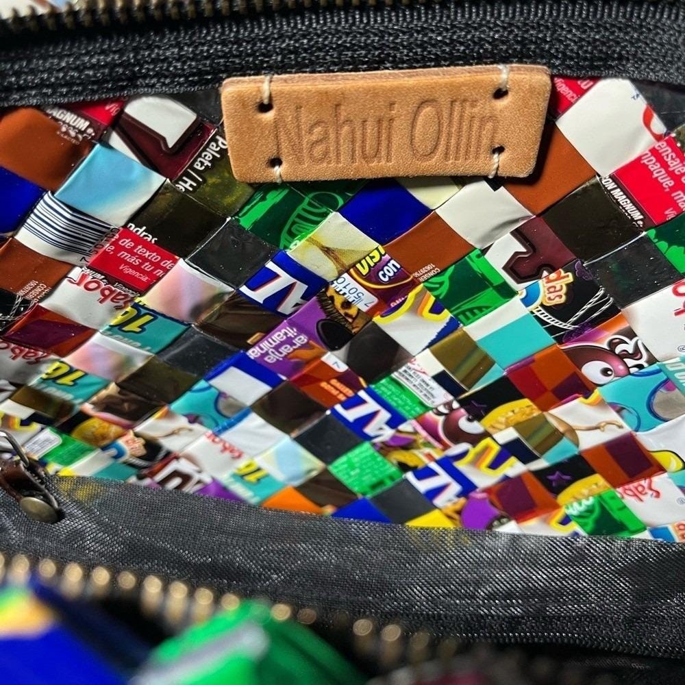 Nahui Ollin Keops Woven Candy Wrapper Multi Color Shoulder Bag Satchel Strap