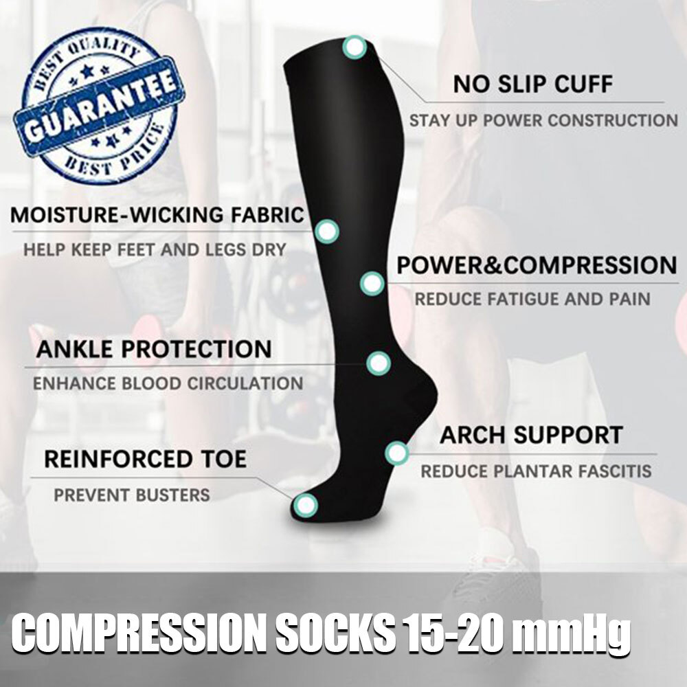Mild Compression Socks for Women & Men 15-20 mmhg Graduated Pressure Stockings