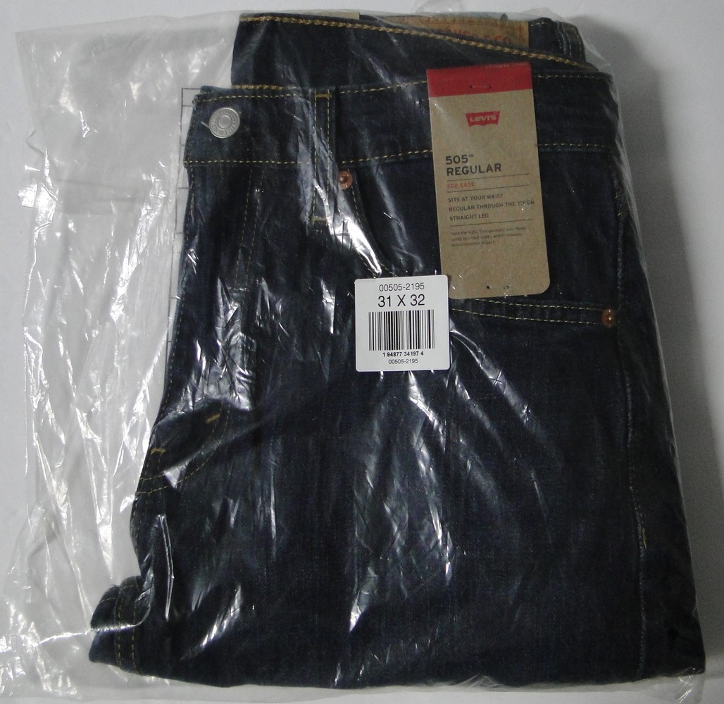 Levi Men’s 505 Regular Fit Jeans, Dark Denim Wash 31W X 32L NEW SEALED !