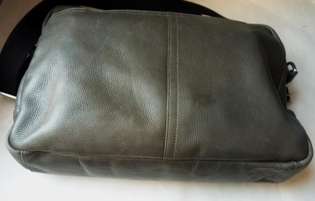 COACH Camden F70354 Gray Pebbled Leather Commuter Business Brief Case Laptop Bag