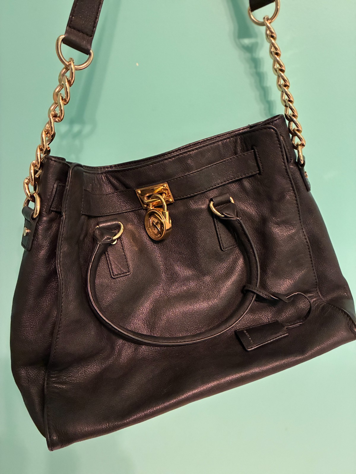Michael Kors Dark Brown Safiano Leather Hamilton Large Tote Shoulder Bag AP-1306