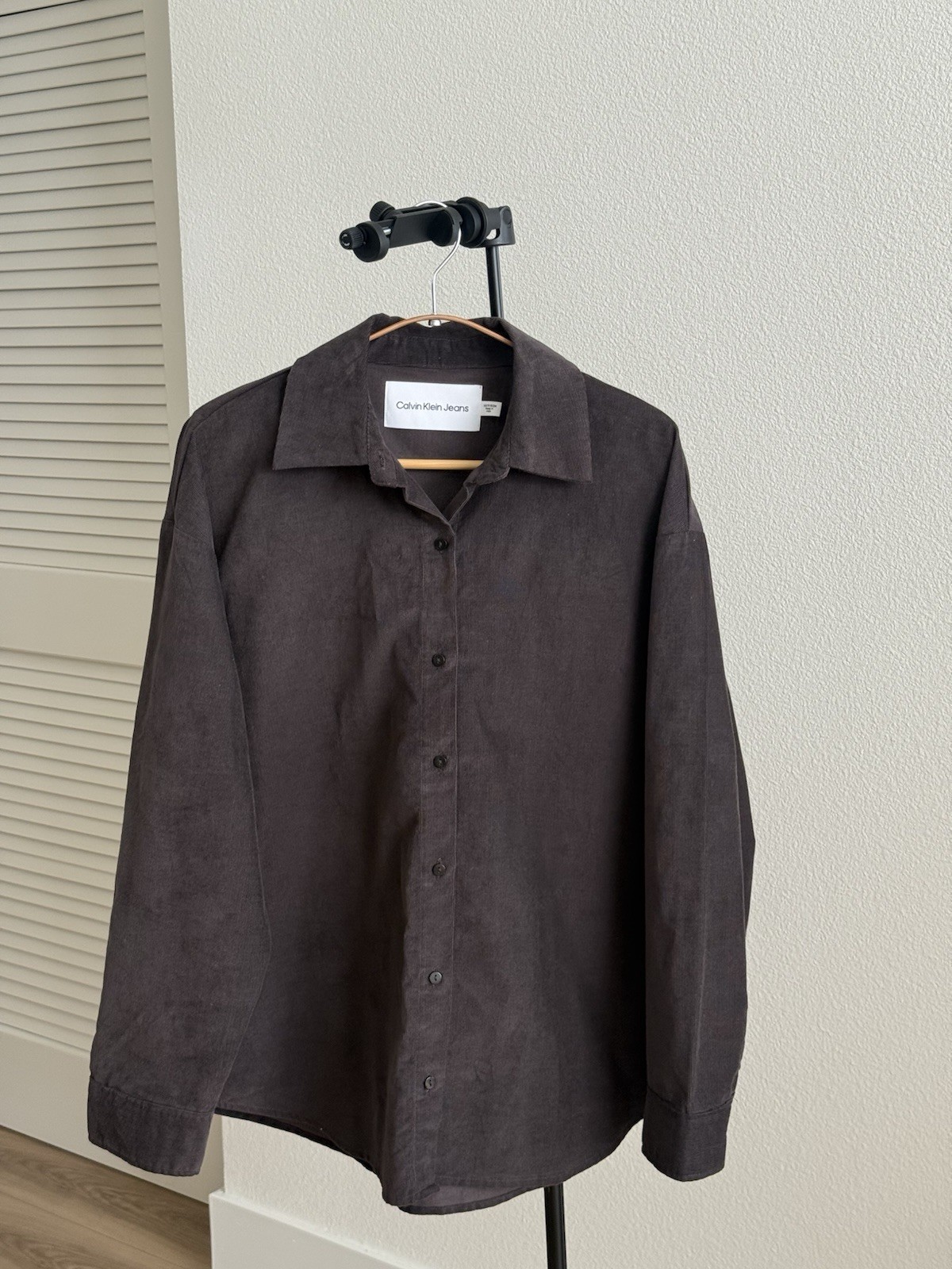 Calvin Klein Jeans Woman Espresso Brown Corduroy Button-Up Shirt NWOT