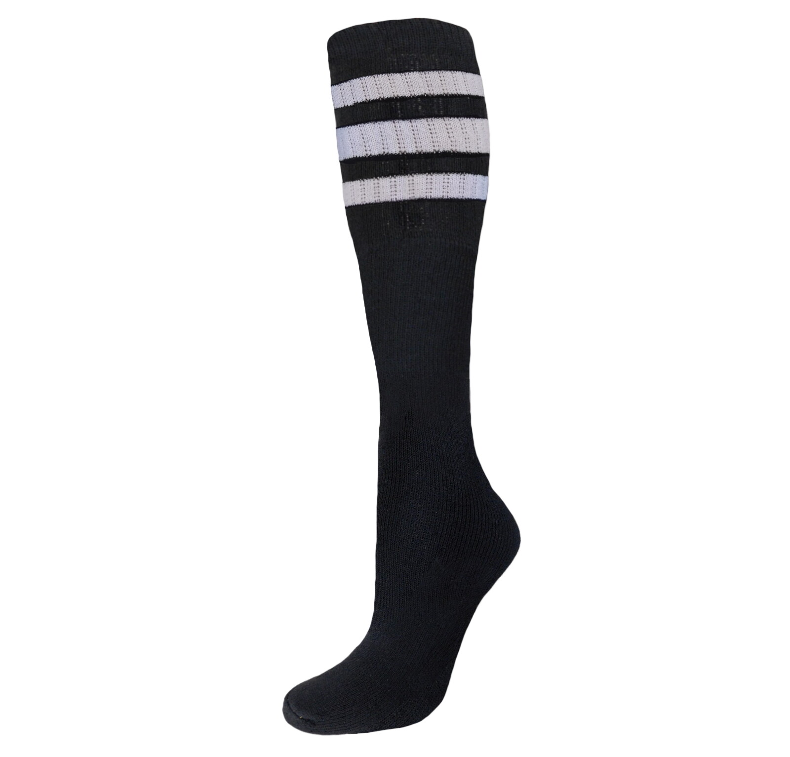 12 PAIRS BLACK STRIPED TUBE SOCKS COTTON FULL CUSHION OLD SCHOOL SOCKS 22 INCH