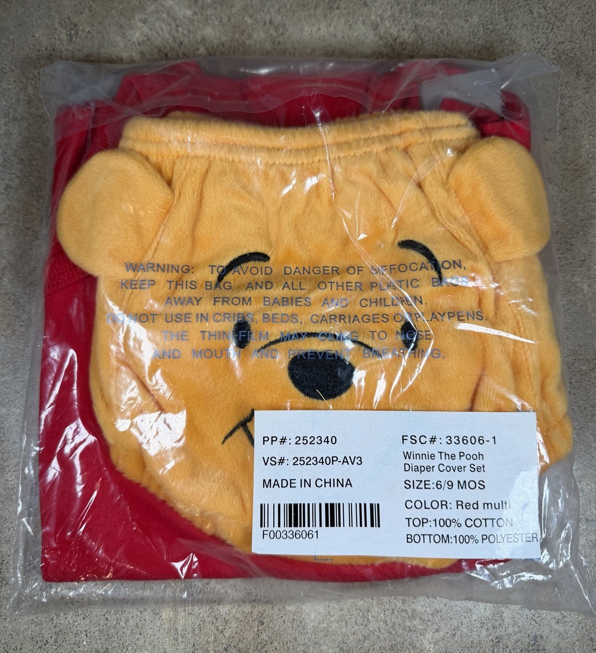 Disney Babies 2 pc Set 6 / 9 Months Baby Winnie The Pooh Diaper Cover Jumper