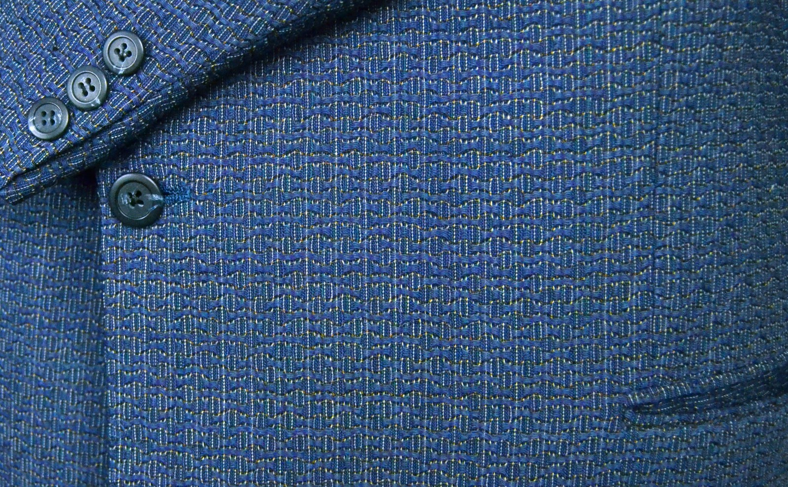 Vintage Royal Blue Wave Jacket with Big Shoulder Pads (Size 48R) By Jhane Barnes