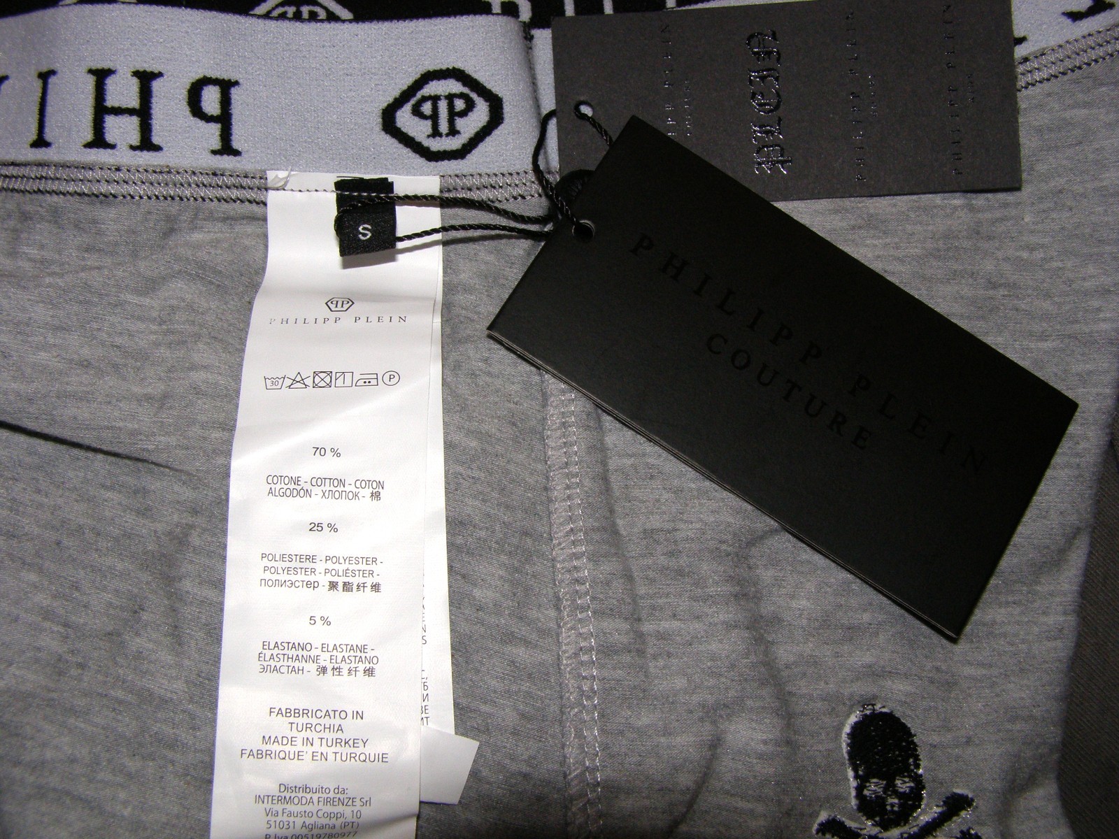 PHILIPP PLEIN Exclusive Luxury Underwear, 2 Pack Skull, GREY, Size S – NEW