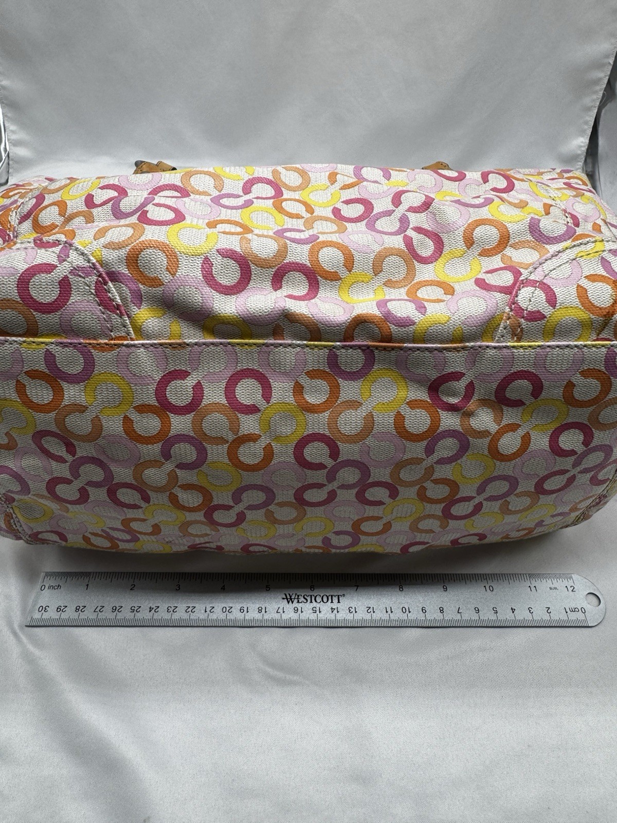 COACH Leah Signature Muti-color Shopper Tote Bag Laptop Commuter Office Shoulder
