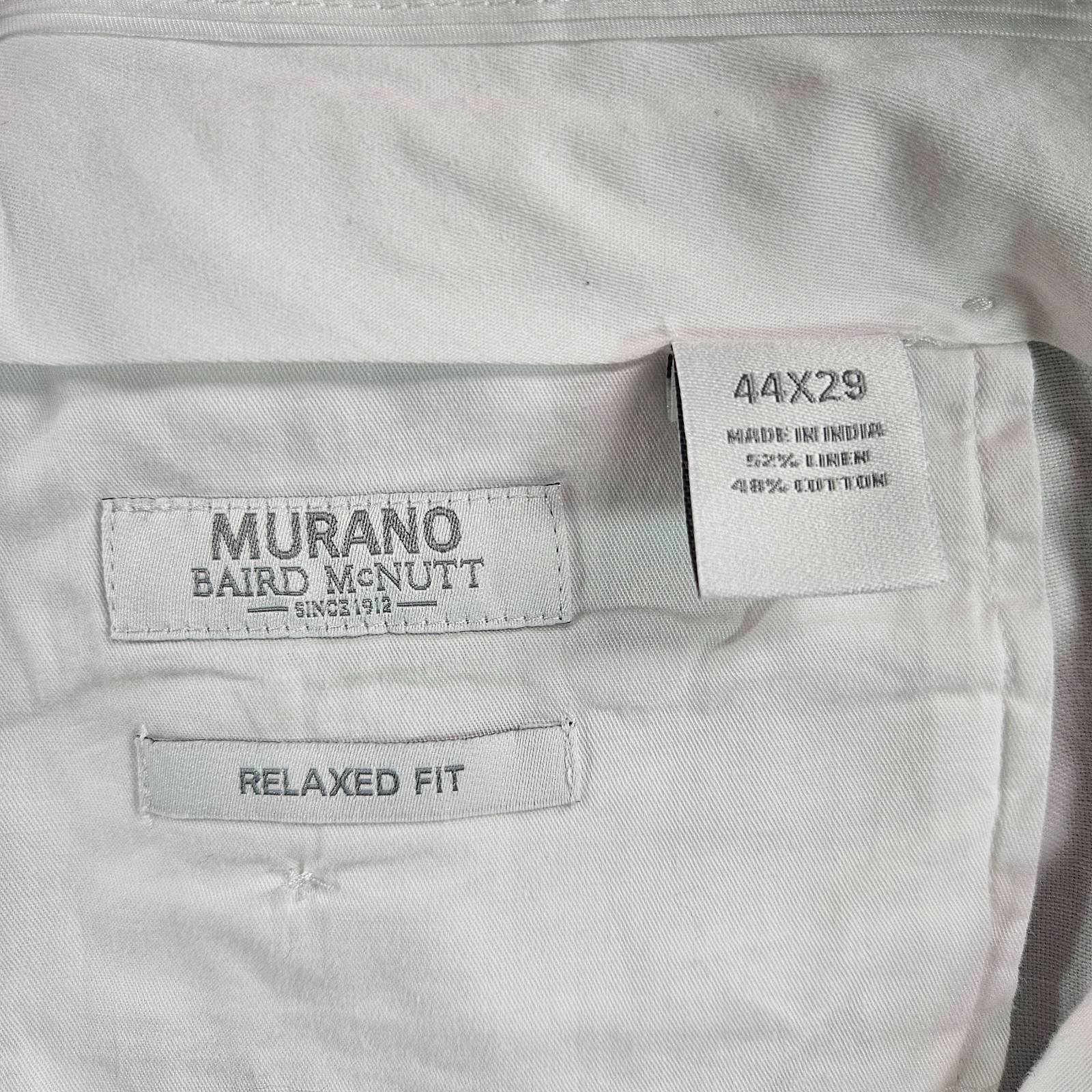 $115 NEW Baird Mcnutt Murano Linen Pants Men 44 x 29 Relaxed Fit White