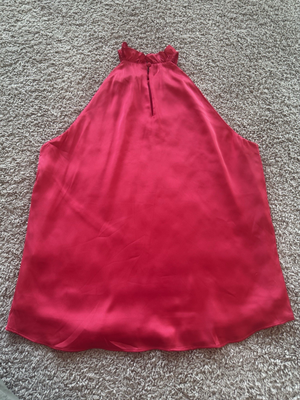 NWT WHBM Ruffle Neck Halter Top, Poly/Spandex Blend, Hot Pink, Size 10